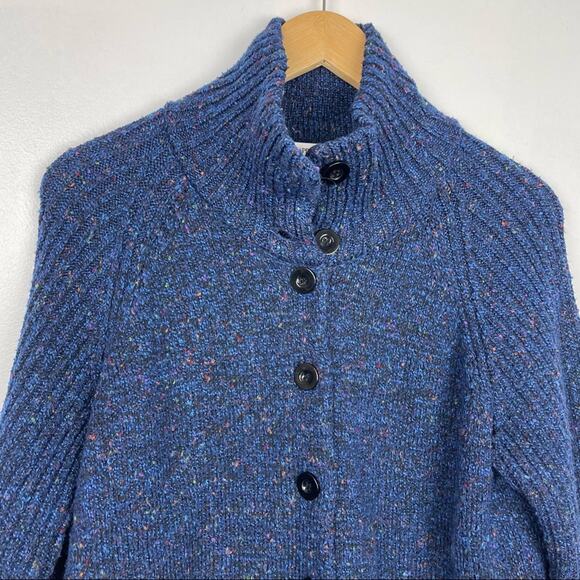 Drapers & Damons Blue Cardigan Sweater Chunky Knit Cozy Petite Large - Picture 3 of 7